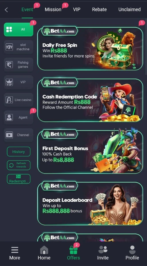 Bonuses in BET AA Game