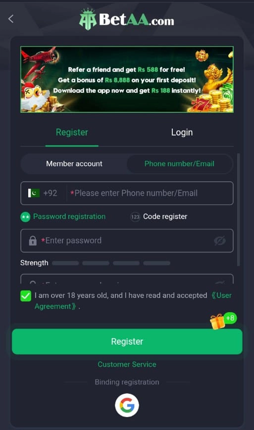 Quick Steps to Create and login Your Account on BET AA Game