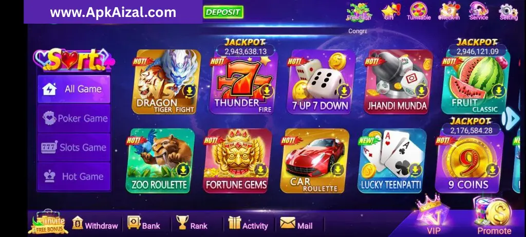 7F777 Game Main screen