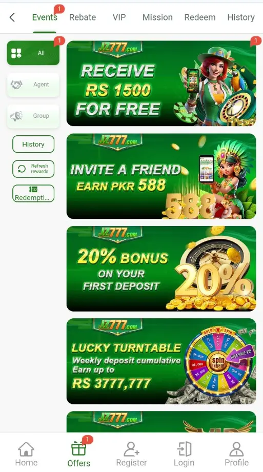 JZ777 Bonuses, Rewards, and Referral Program