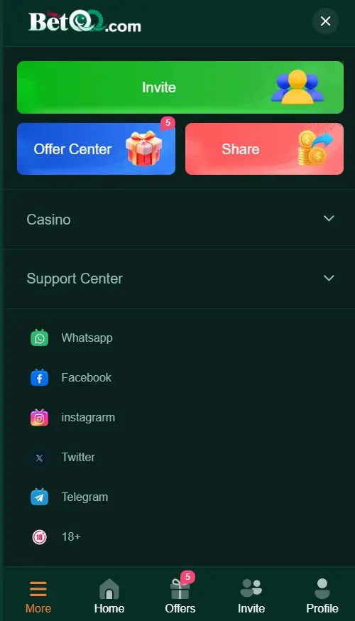 Bet QQ Game Referral Earning System