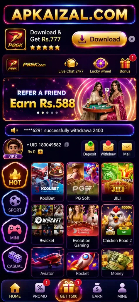 P86K Game APK Download (Latest 2026) – Online Earning App in Pakistan for Android