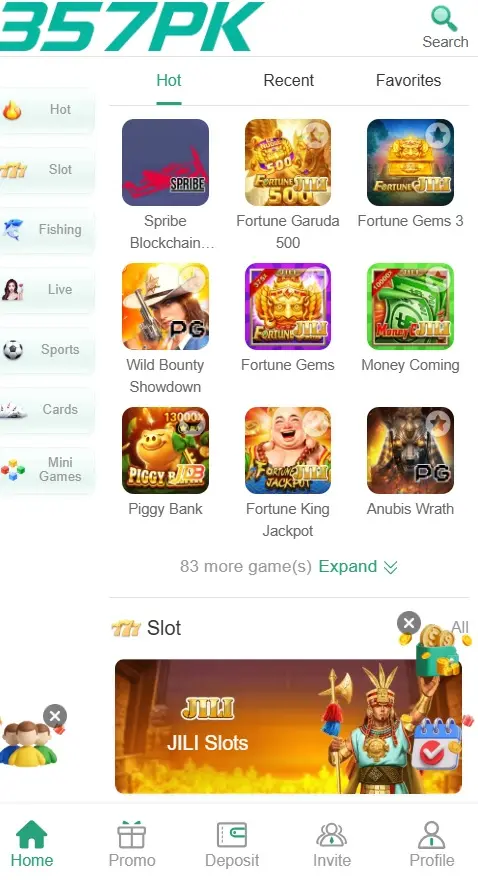 357PK Game MAin Dashboard